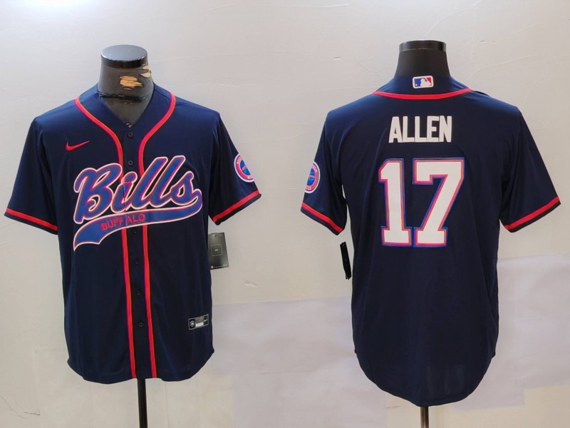 Men Buffalo Bills 17 Allen Blue Joint Name 2024 Nike Limited NFL Jersey style 910
